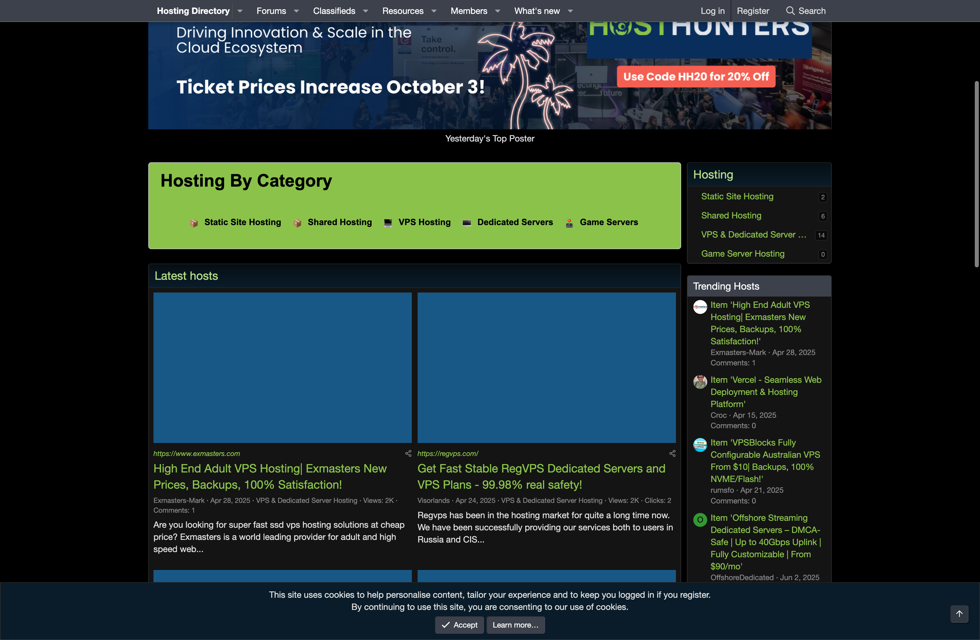 Host-Hunters.com homepage
